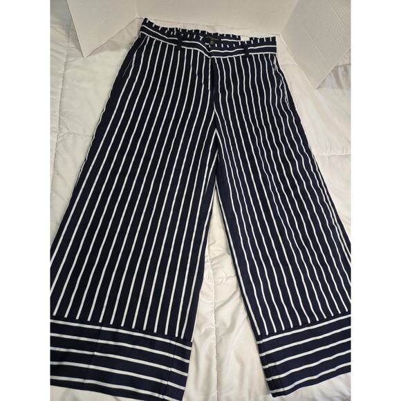 Boho Banana Republic Pants Womens 12 Striped Crop Wide Leg Jumpsuit Retro - Picture 2 of 11